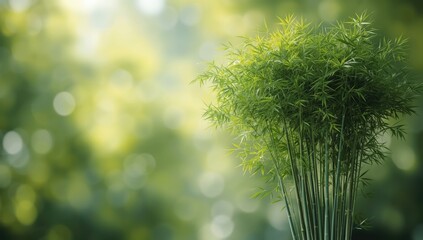 A lush bamboo grove with tall, green stalks, sustainable plant growth