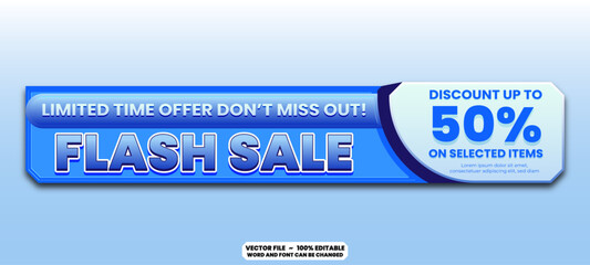 Modern colorful flash sale banner template design with editable text for e-commerce, social media, and online advertising.