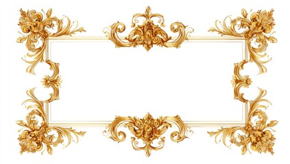 Ornate gold frame with floral accents against a white background