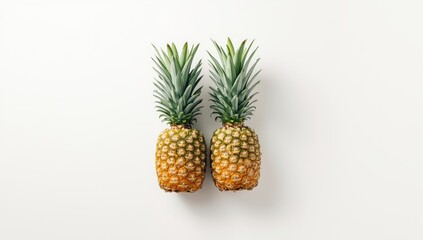 Pair of fresh pineapples with vibrant textures, designed as a fruit display for healthy eating promotion