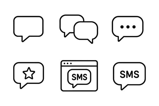 Minimalist chat bubble icons: communication and messaging symbols in linear design