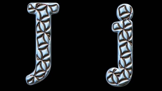 Modern alphabetic letter with flourishes &ndash; J j -  transparent background , seamless loop