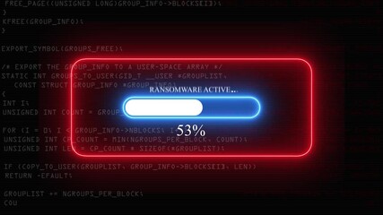 Ransomware active computer code programming neon animation isolated on black background - Powered by Adobe