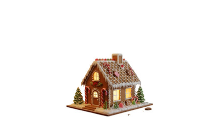 Festive Gingerbread House isolated on transparent background