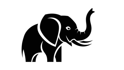 Obraz premium Majestic Elephant Vector Illustration Standing with Trunk Up on Isolated White Background