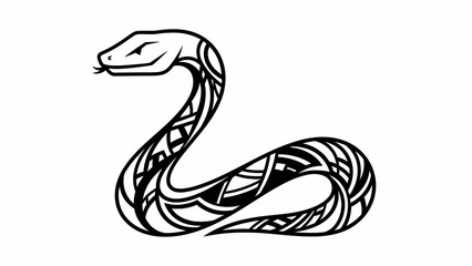 Fototapeta premium Powerful Stylized Snake with Intricate Pattern Coiled and Looking on Isolated White Background
