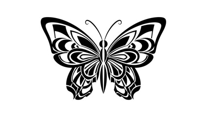 Fototapeta premium Elegant Ornate Butterfly with Intricate Patterned Wings on Isolated White Background