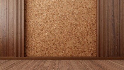 Text layout backdrop using cork board surface and brown flooring, ideal for informational displays
