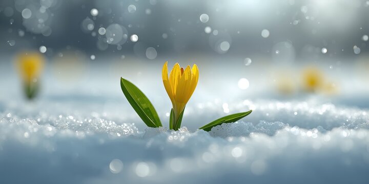 Close-up of wild winter aconite flowers, highlighting natural growth and delicate petal details, seasonal change