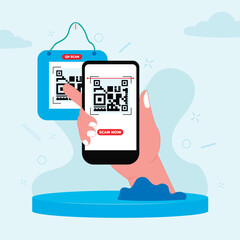  Scan me set collection, scan me illustration, qr code scanning illustration, scan me label fullcolor, scan me banner collection