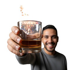 Whiskey Toast with Blurred Portrait Subject isolated on transparent background