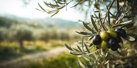 Recently picked olives in multiple hues with foliage, highlighting harvest freshness