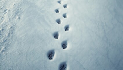 Footprints of birds in the snow, natural winter scene highlighting animal movement, Earth Day