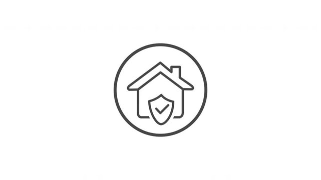 Animated home security icon. Visualization of alarm activation. System operability confirmation. Design for websites and apps
