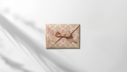 Decorative paper envelope with a bow, isolated on white background, used as a stationery element for invitations or cards, World Letter Writing Day