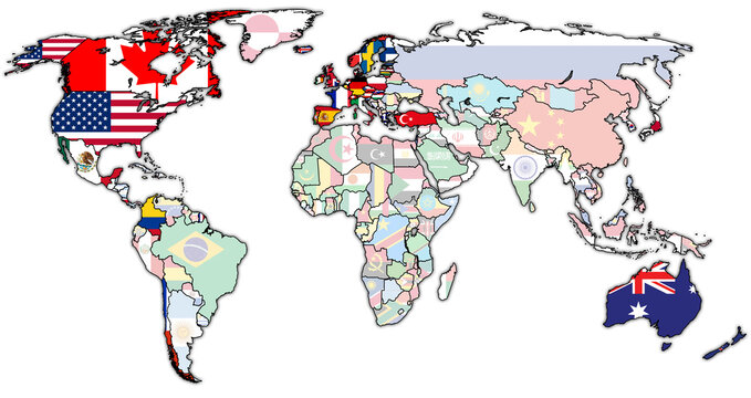 OECD member coutries on world map
