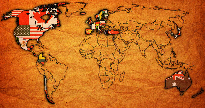 OECD member coutries on world map