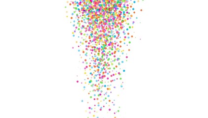 Colorful confetti featuring polka dot patterns in pink, blue, green, and orange on a white backdrop, ideal for celebration designs