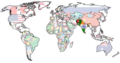 Obraz premium SAARC member coutries on world map