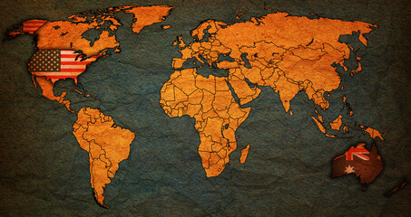 ANZUS member coutries on world map