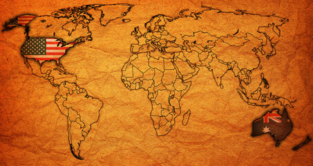 ANZUS member coutries on world map