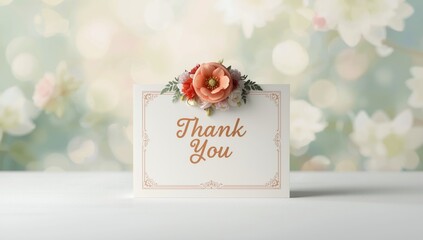 Brightly colored flowers on a thank you card, designed to convey gratitude, floral decoration for messages