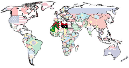 Arab Maghreb Union member coutries on world map