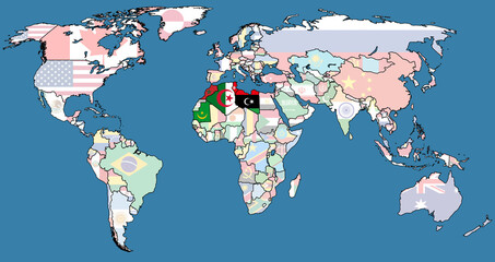 Arab Maghreb Union member coutries on world map