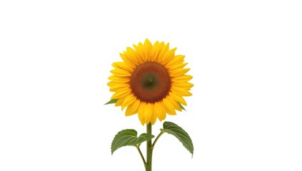 Obraz premium Bright studio shot of a large sunflower on white background, used as a floral pattern or decorative backdrop