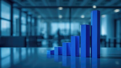 Blue stock market bar graph indicating growth trend, suitable for economic report layouts
