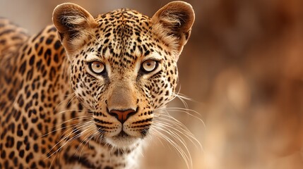 Close-up portrait of a majestic leopard with intense eyes in its natural habitat.
