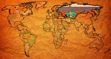 Commonwealth of Independent States member coutries on world map