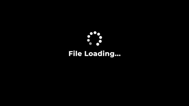 File loading animation with progress bar, spinning loader, and smooth digital data transfer effect for creative projects.