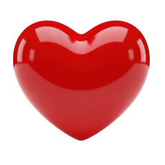 Glossy red 3D heart icon symbol for love valentine's day and romance isolated on transparent background