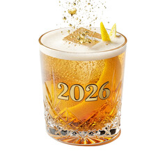 New Year's Celebration Cocktail isolated on transparent background