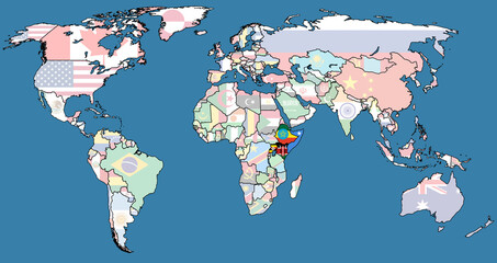 IGAD member coutries on world map
