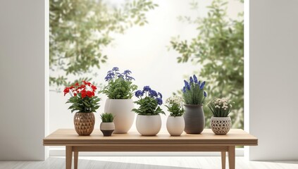 Flower pots in planters used for outdoor planting and arrangement