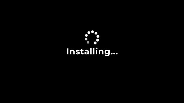 Installing Screen with Circular Progress Indicator on Black Background.