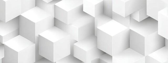 Fototapeta premium Abstract geometric background with raised white cubes and subtle shadowing