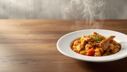 A bowl of Japanese curry rice with vegetables and meat, highlighting a hearty, carbohydrate-based dish, suitable for a family meal, International Day of Food Safety