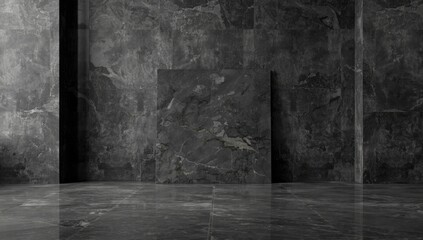 Dark grey limestone material serving as a backdrop for architectural or interior design projects, highlighting surface finish