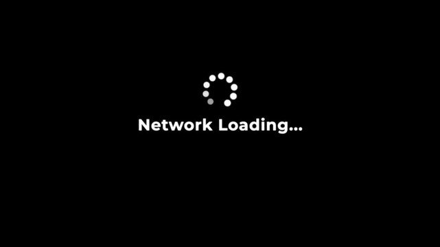 Network loading animation with progress bar, spinning loader, and smooth digital data transfer effect for creative projects.