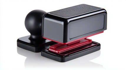 Rubber stamp, office stamp with ink pad, isolated on clean white background.