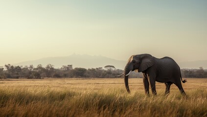 Bull elephant asserting authority with raised ears, showcasing natural dominance signals, wildlife scene