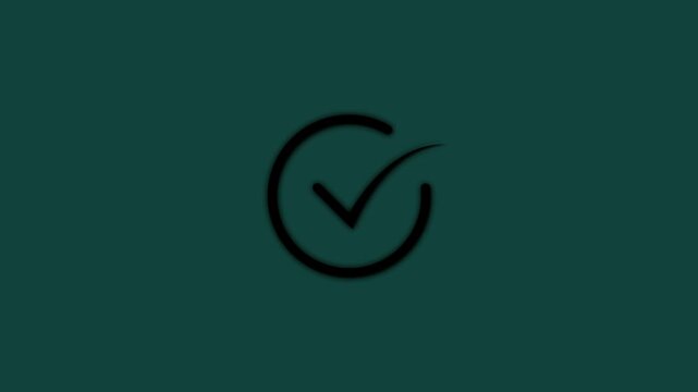 Check mark symbol. Approved tick mark icon animation on a black background for verification and confirmation concept