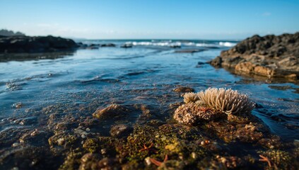 Coastal tidepool with marine life, highlighting marine ecosystem health