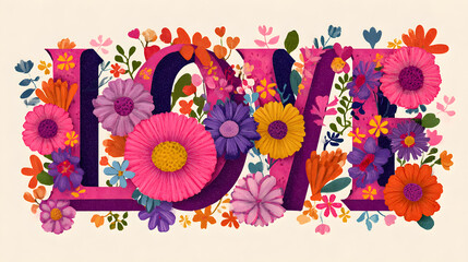 Floral LOVE typography