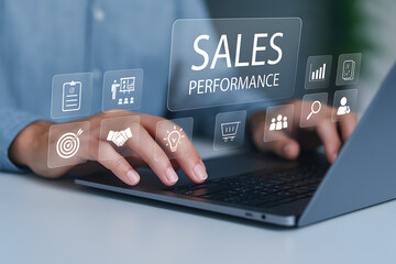 Obraz premium Sales Performance Analysis and Business Growth Strategy Digital Marketing Concept