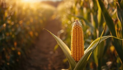 Autumn harvest scene with mature corn, highlighting crop maturity in agriculture