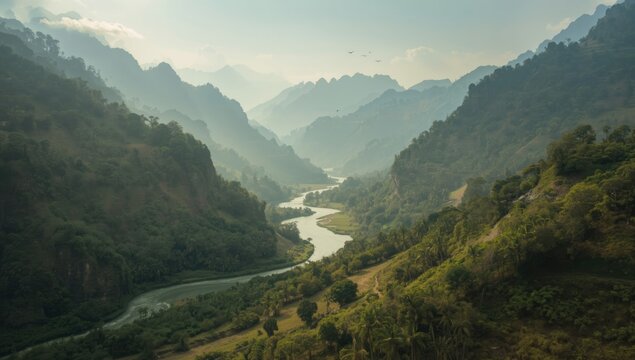 Mulah river flowing through Valley of the Mula in Kachin State, wildlife habitat conservation effort